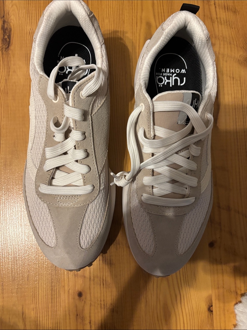 Ryka Women's Beige and White Casual Lace-Up Sneakers